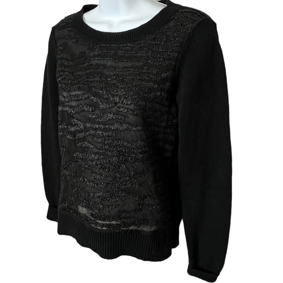 ALL SAINTS Spitalfield Armatura Pullover Crewneck Sweater Top Black Metallic XS - Picture 1 of 7